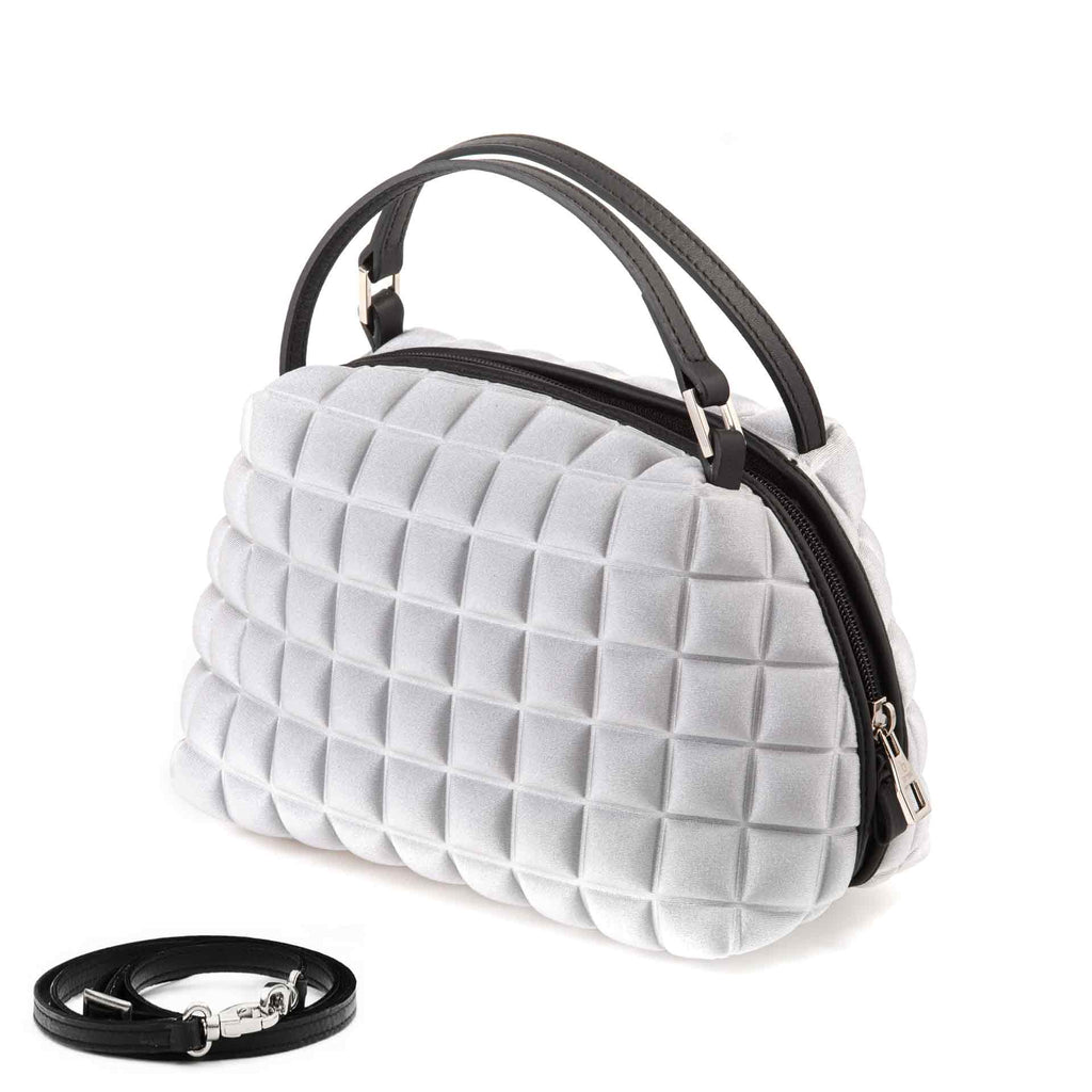 BPrime-Copenaghen-borsa-donna-tessuto-3D-Cube-ARGENTO-2