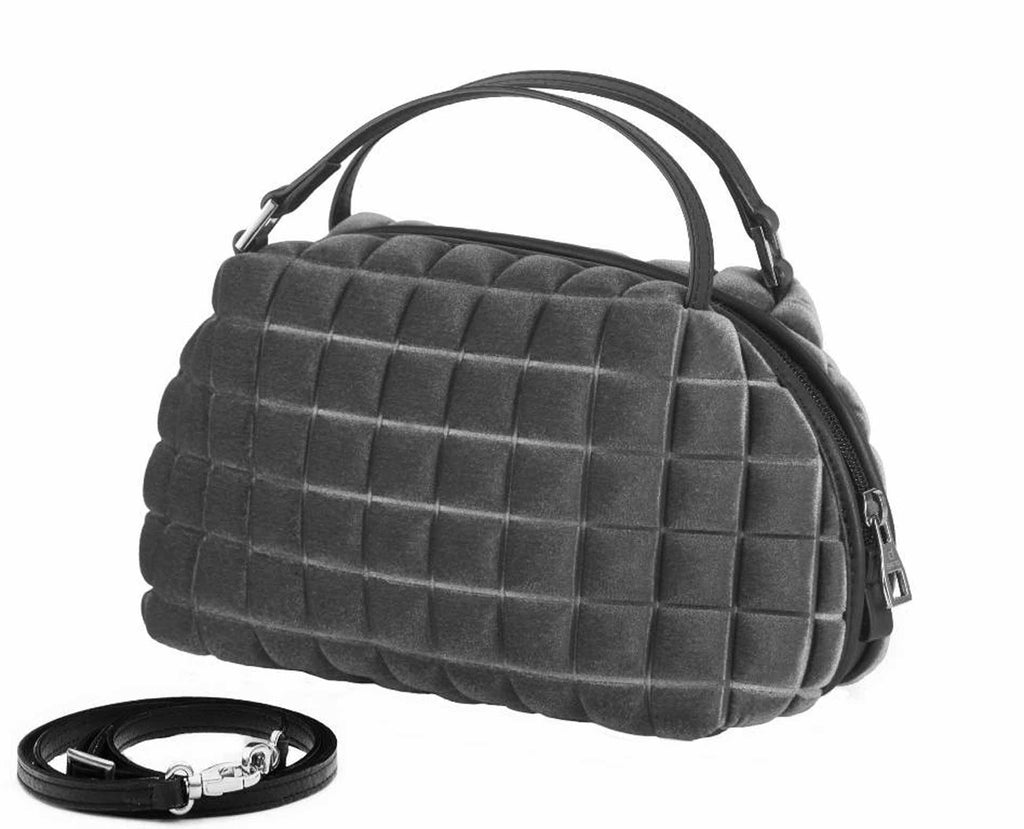 BPrime-Copenaghen-borsa-donna-tessuto-3D-Cube-VELLUTO-FUMO-3