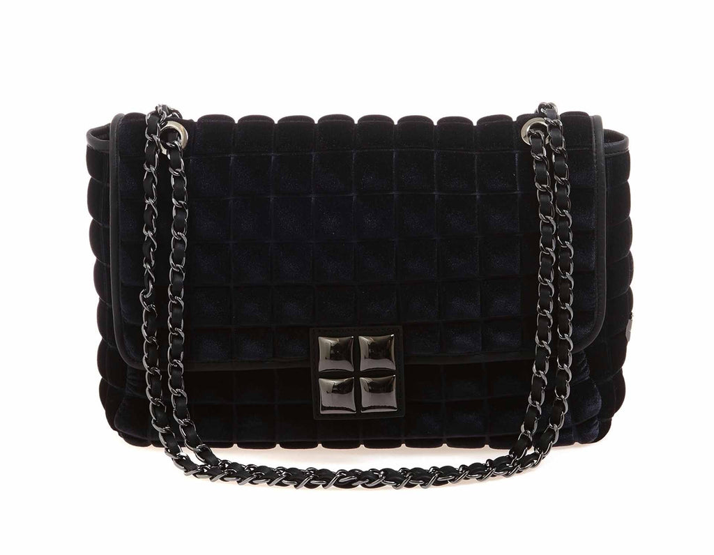 Bprime-Parigi-big-borsa-donna-tessuto-3D-CUBE-velluto-nero-1