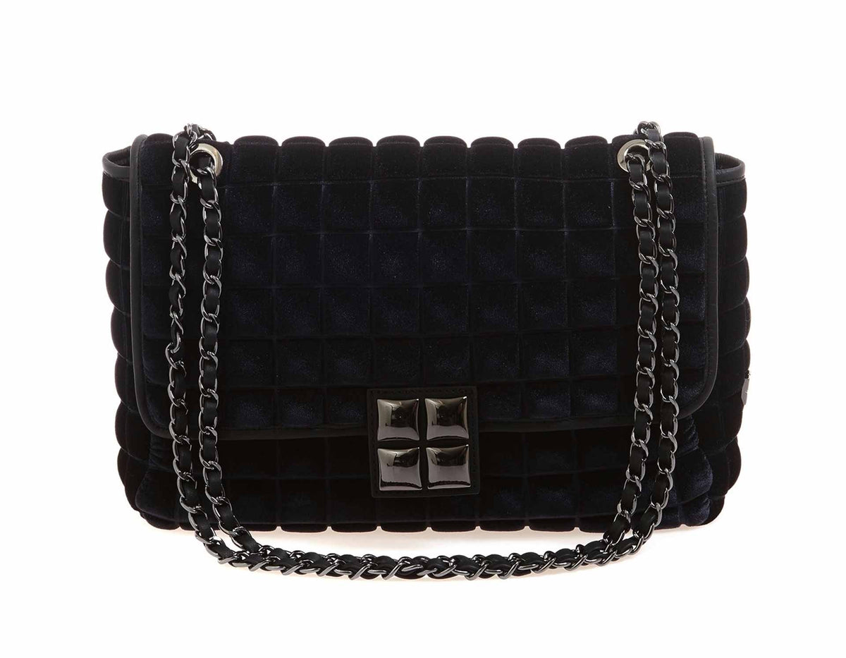 Bprime-Parigi-big-borsa-donna-tessuto-3D-CUBE-velluto-nero-1