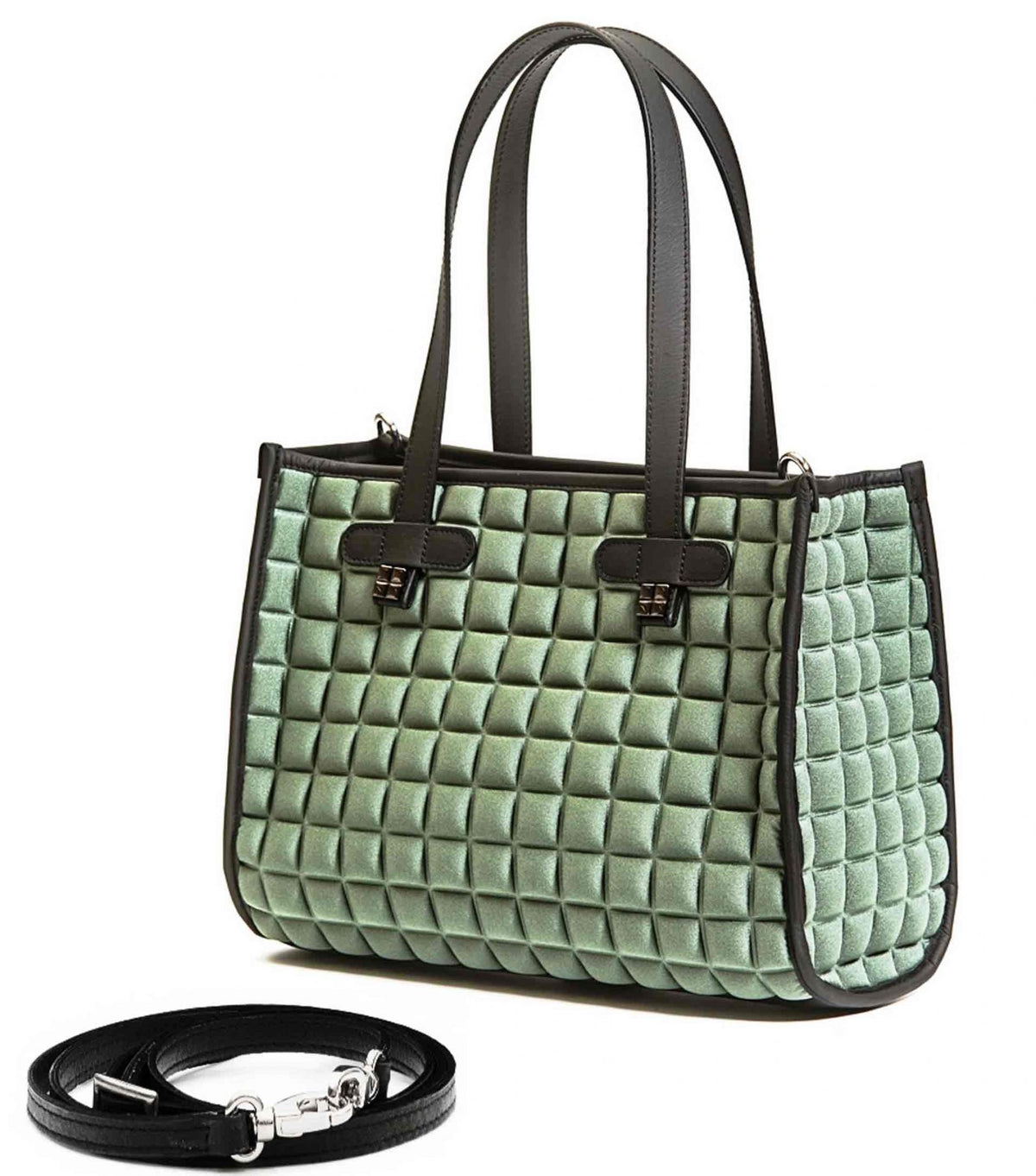 Bprime-Tokyo-medium-borsa-shopping-donna-tessuto-3D-CUBE-ARMY-4